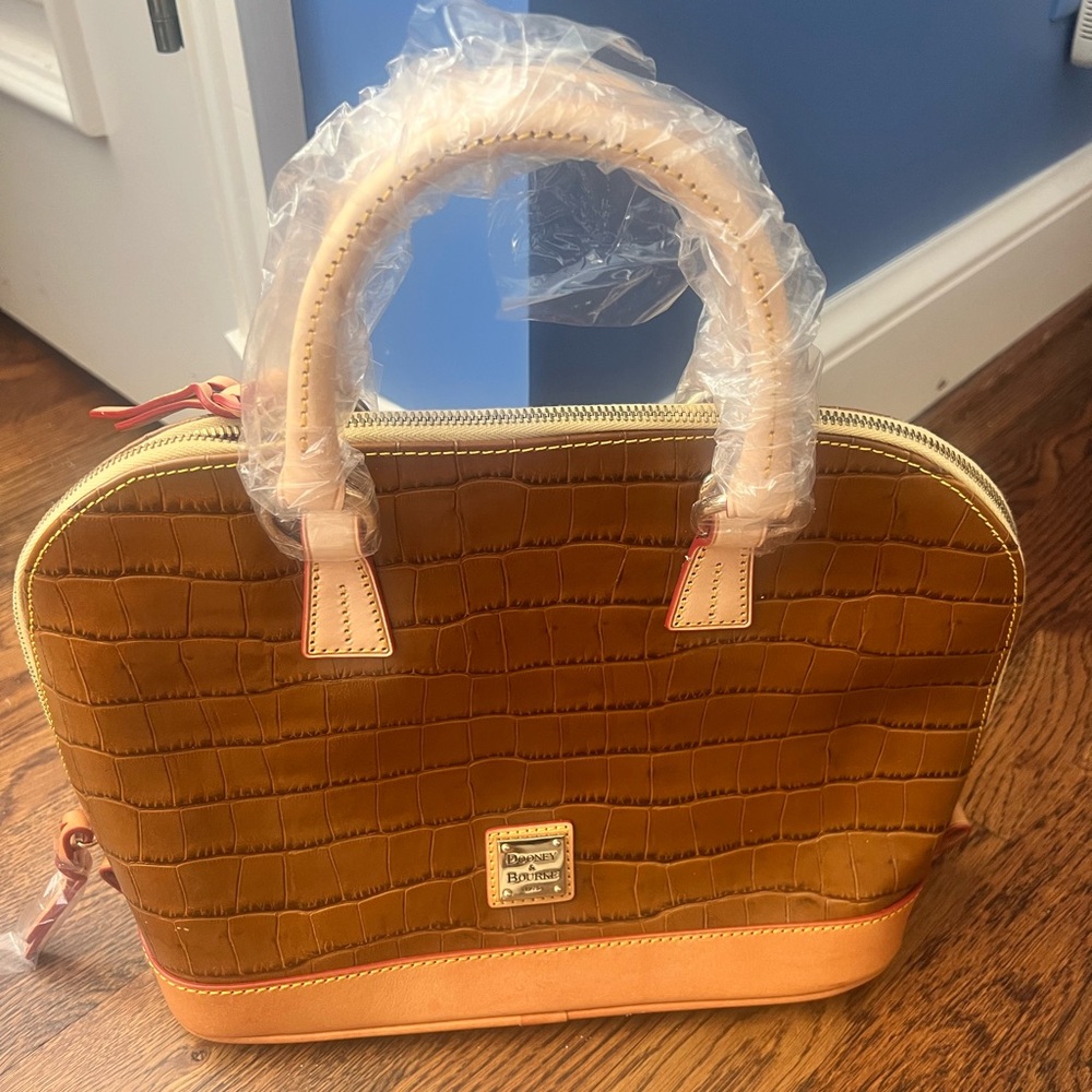 Cognac Dooney and Bourke CG Zip Satchel